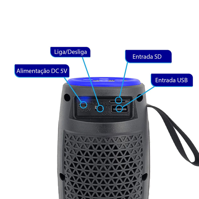 Caixa de Som Bluetooth Portátil com Luz RGB TWS
