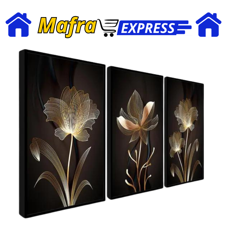 Quadro Decorativo para Sala Marrom & Gold-Mafra Express™