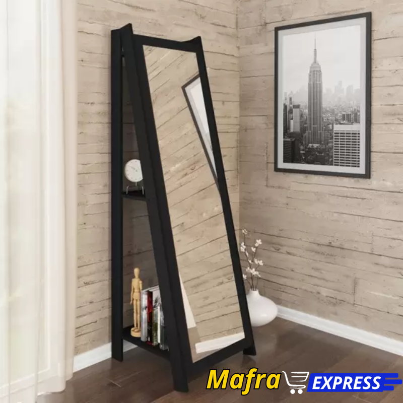 Espelho de Chão com 2 Prateleiras Retrô 161x50cm-Mafra Express™