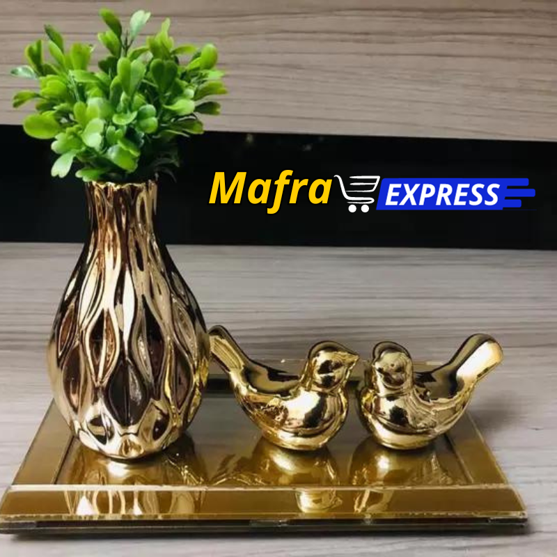 Kit Decoração para Sala em Cerâmica Dourado-Mafra Express™