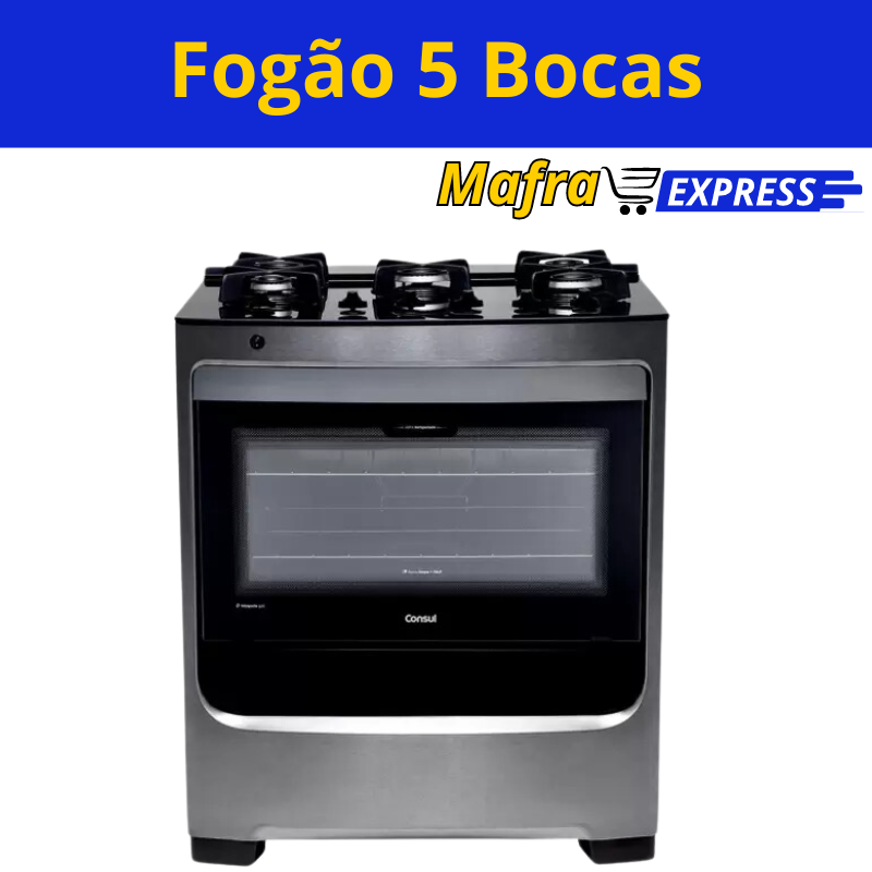 Fogão 5 Bocas Consul Mesa de Vidro Acendimento Automático-Mafra Express™