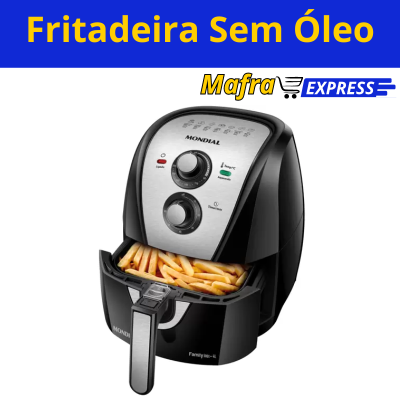 Fritadeira Elétrica sem Óleo/Air Fryer Mondial Family Preto 4L com Timer-Mafra Express™
