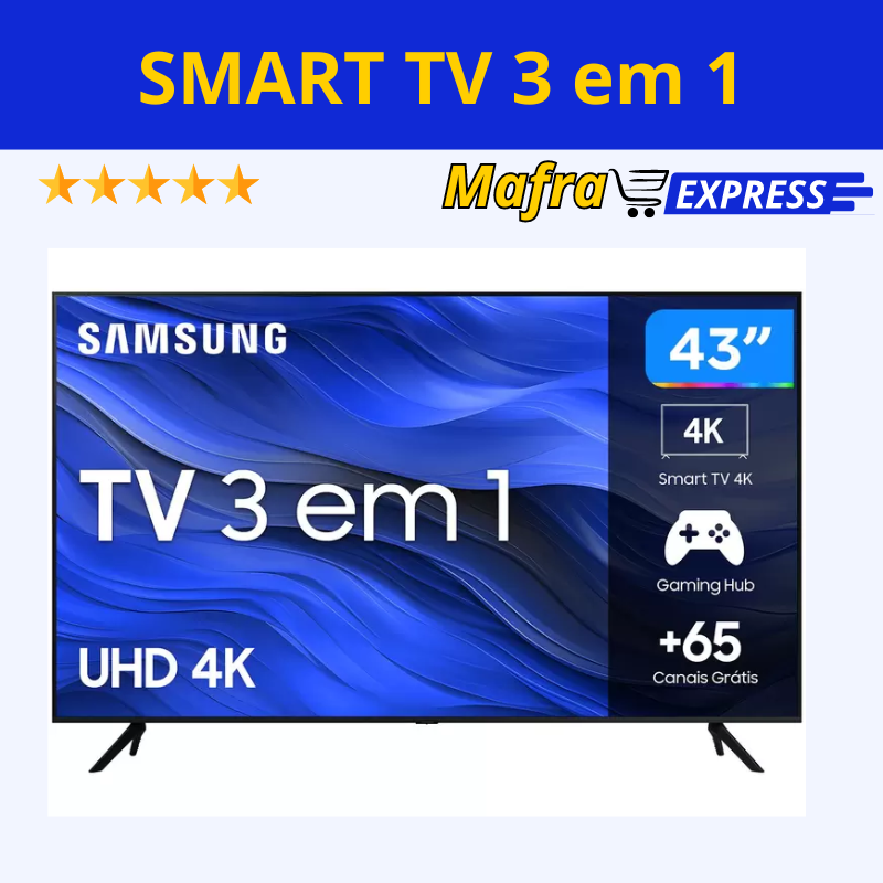 Smart TV 43” UHD 4K LED Samsung 43CU7700 Wi-Fi Bluetooth Alexa 3 HDMI-Mafra Express™