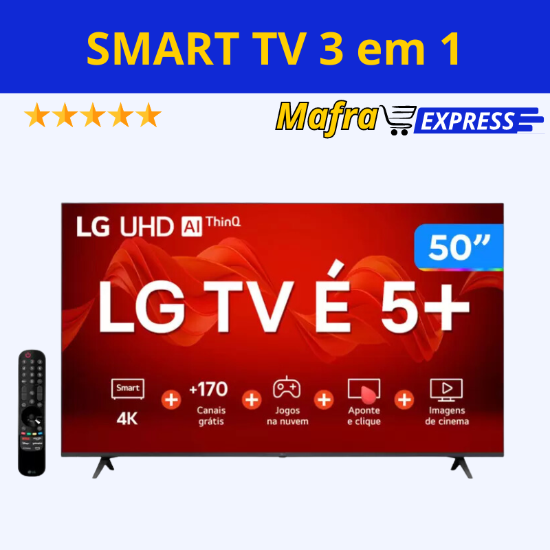 Smart TV 50” 4K Ultra HD LED LG Wi-Fi Bluetooth Alexa 3 HDMI IA-Mafra Express™