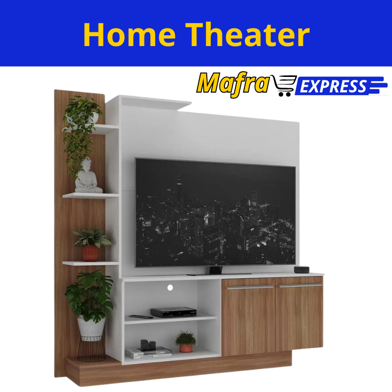 Estante Home Theater para TV até 55" Acetinado com Branco Texturizado-Mafra Express™