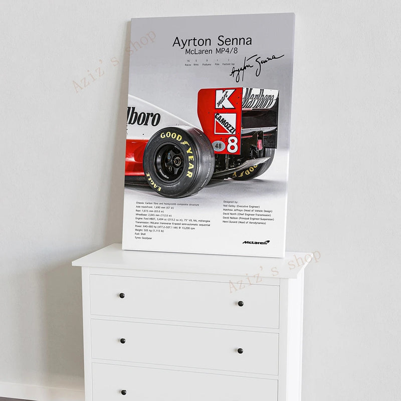 Quadro Decorativo Vintage Ayrton Senna para Garagem-Mafra Express™