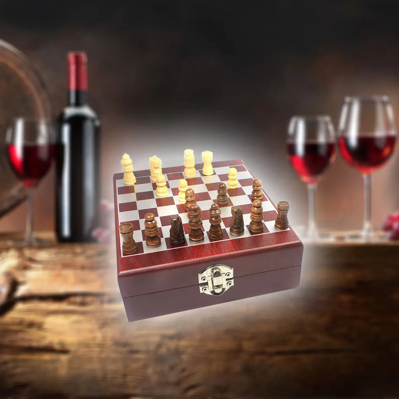 Estojo de Vinhos com Tabuleiro de Xadrez em Madeira-Ideal para Presentes!