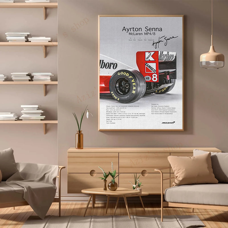 Quadro Decorativo Vintage Ayrton Senna para Garagem-Mafra Express™