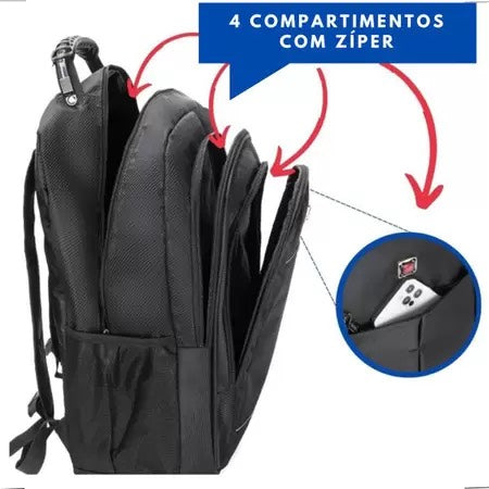 Mochila Masculina Impermeável Faculdade Grande Resistente-Mafra Express™